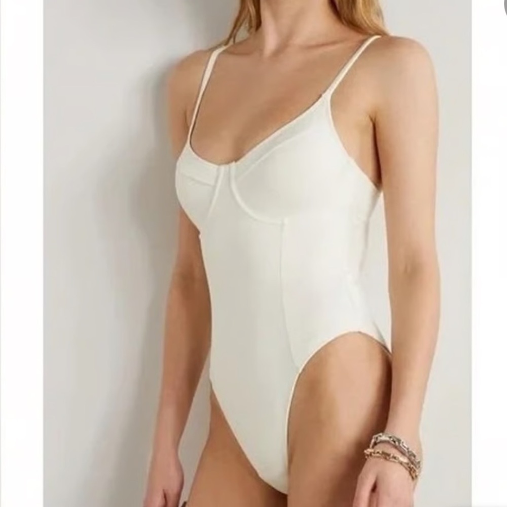 Good American Womens Showoff One Piece Swimsuit Underwire Ivory nwot
